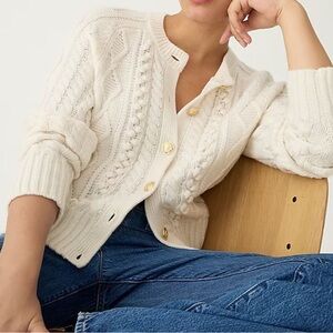 Jcrew CABLE-KNIT CARDIGAN SWEATER Ivory